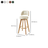 Scandinavian Swivel Wood Low Back Leather Padded Bar Stool Image - 31