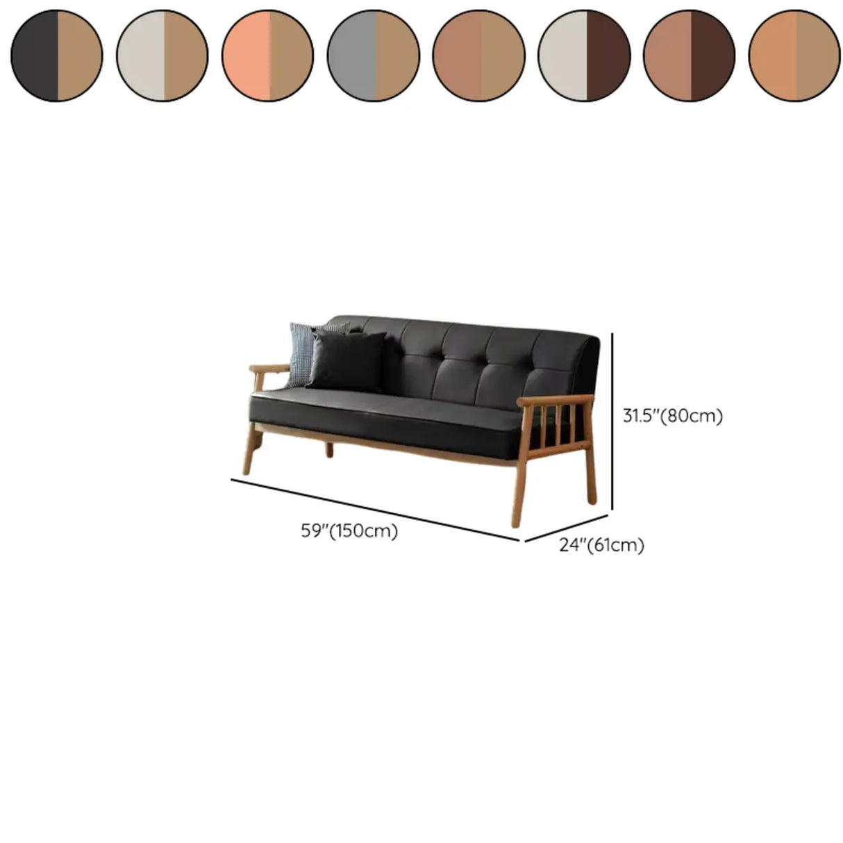 Scandinavian Tech Cloth Tufted Back Rubberwood Leg Sofa 