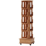 Scandinavian Tiered Shelf Rotating Wood Vertical Corner Bookshelf Image - 13
