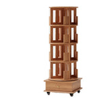 Scandinavian Tiered Shelf Rotating Wood Vertical Corner Bookshelf Image - 14
