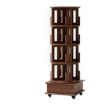 Scandinavian Tiered Shelf Rotating Wood Vertical Corner Bookshelf Image - 17