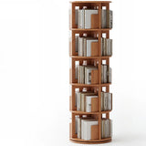 Scandinavian Tiered Shelf Rotating Wood Vertical Corner Bookshelf Image - 21