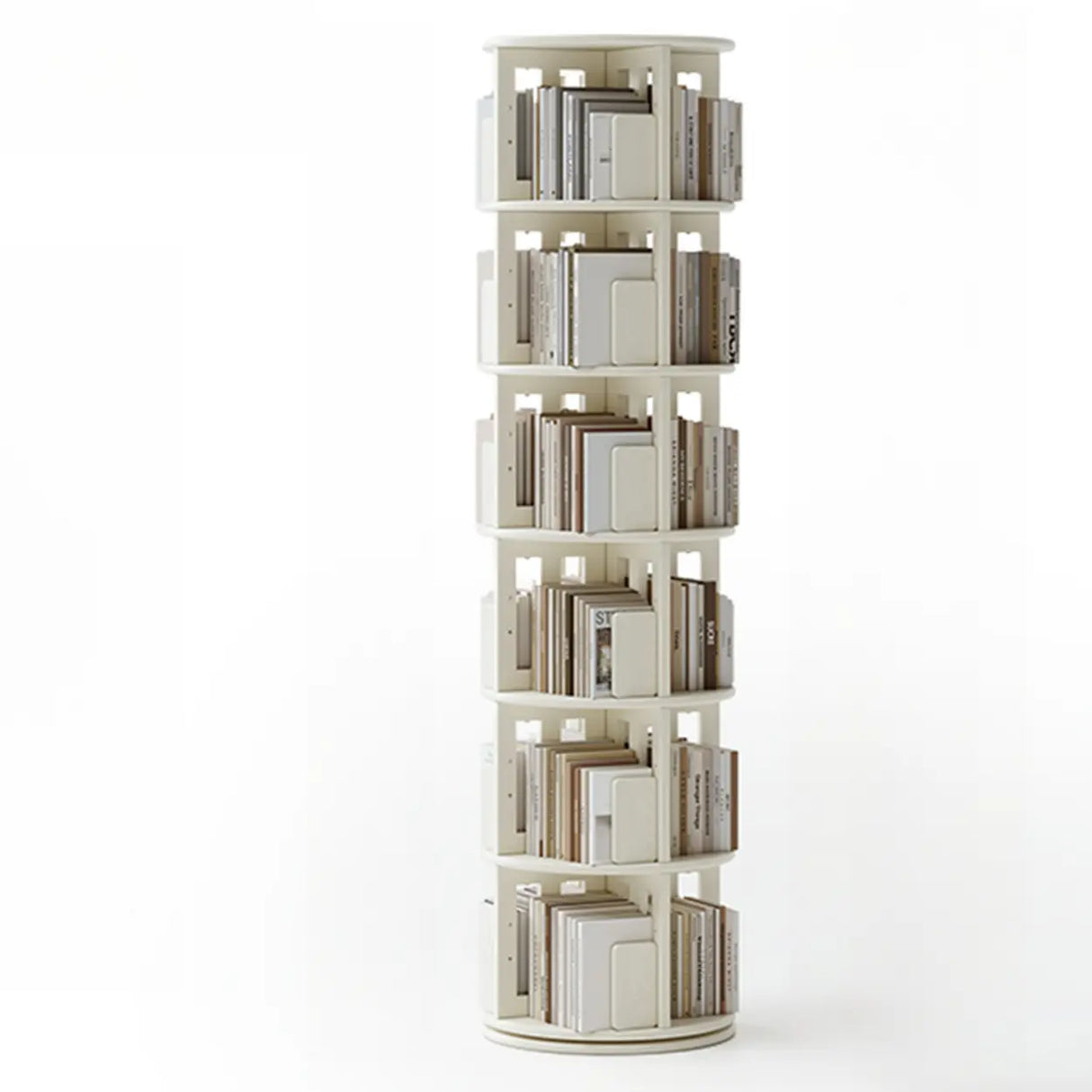 Scandinavian Tiered Shelf Rotating Wood Vertical Corner Bookshelf Image - 23