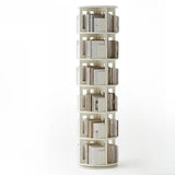 Scandinavian Tiered Shelf Rotating Wood Vertical Corner Bookshelf Image - 23