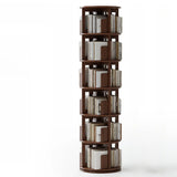 Scandinavian Tiered Shelf Rotating Wood Vertical Corner Bookshelf Image - 26