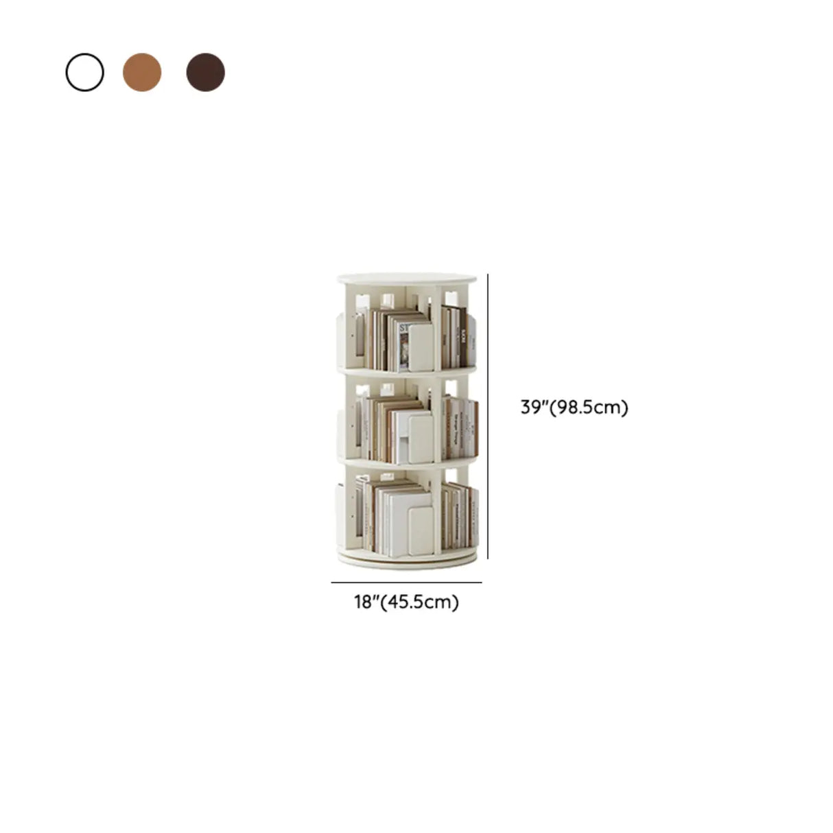 Scandinavian Tiered Shelf Rotating Wood Vertical Corner Bookshelf Image - 34