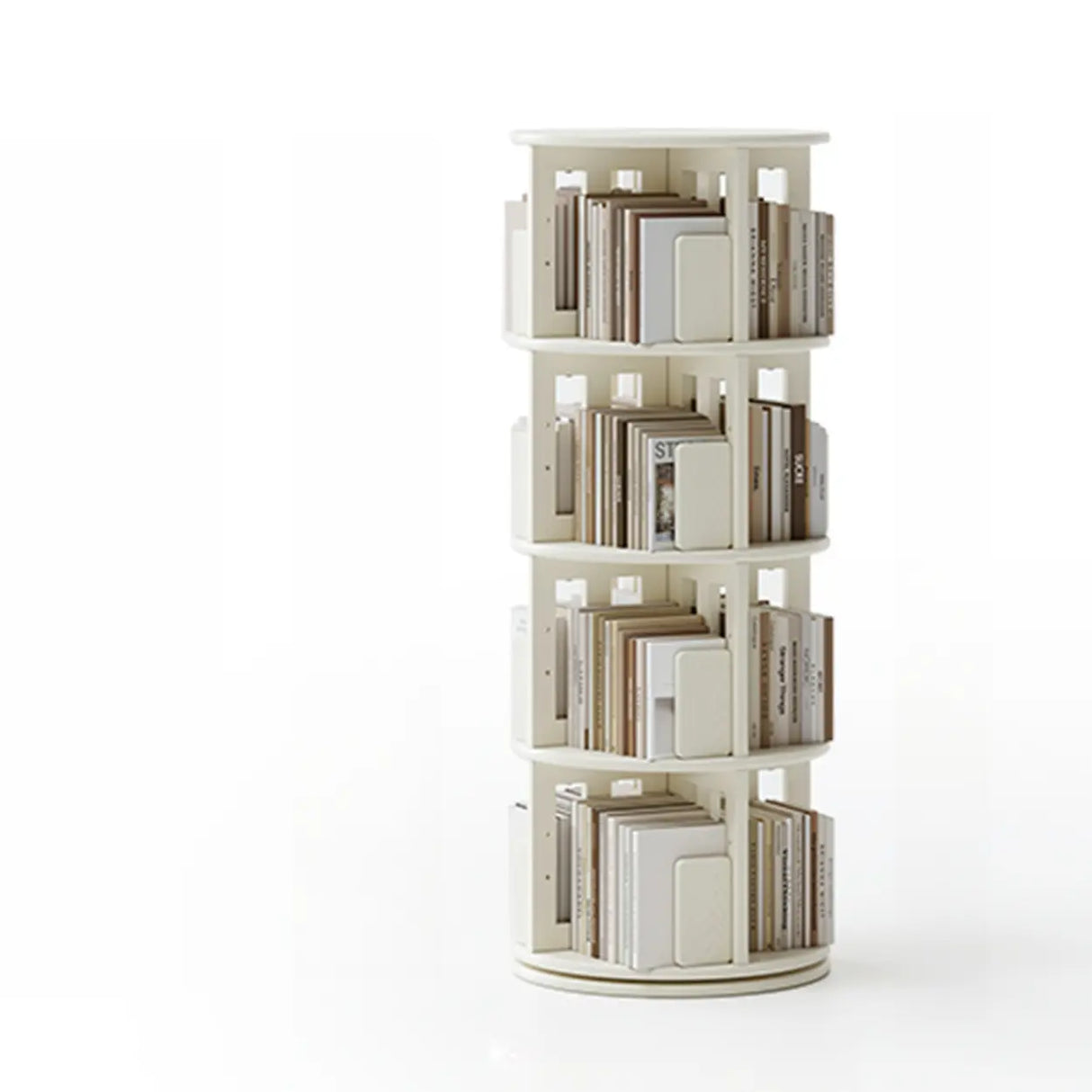 Scandinavian Tiered Shelf Rotating Wood Vertical Corner Bookshelf Image - 4