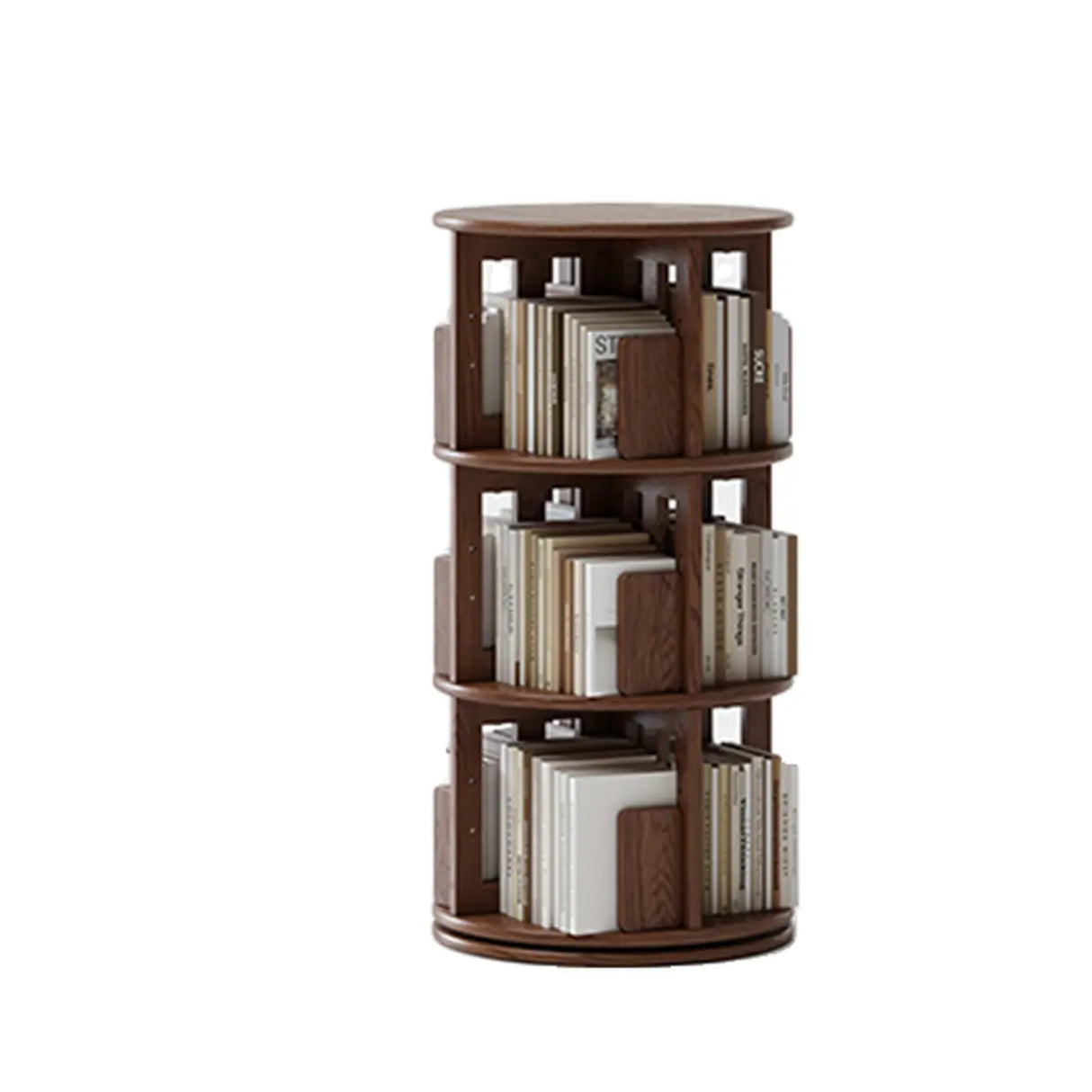 Scandinavian Tiered Shelf Rotating Wood Vertical Corner Bookshelf Image - 5