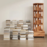 Scandinavian Tiered Shelf Rotating Wood Vertical Corner Bookshelf Image - 6