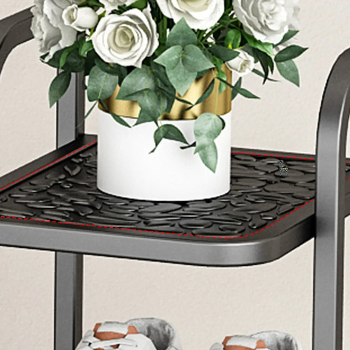 Scandinavian Tower Metal Floor Gold Tall Shoe Rack Image - 10