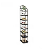Scandinavian Tower Metal Floor Gold Tall Shoe Rack Image - 11