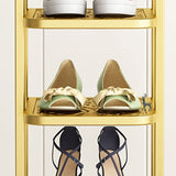 Scandinavian Tower Metal Floor Gold Tall Shoe Rack Image - 13
