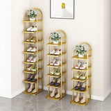 Scandinavian Tower Metal Floor Gold Tall Shoe Rack Image - 1