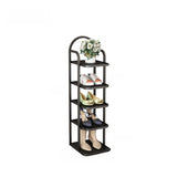 Scandinavian Tower Metal Floor Gold Tall Shoe Rack Image - 3
