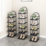 Scandinavian Tower Metal Floor Gold Tall Shoe Rack Image - 4