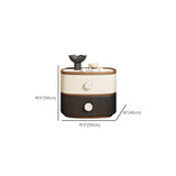 Scandinavian Two-Tone Oval Leather Nightstand with Drawers Image - 17