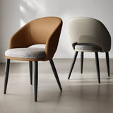 Scandinavian Upholstered Arm Dining Chair with Padded Seat Image - 1