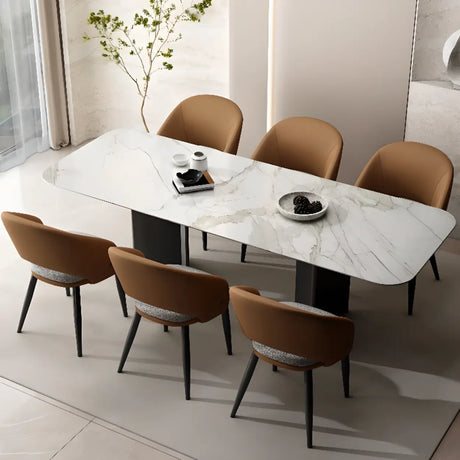 Scandinavian Upholstered Arm Dining Chair with Padded Seat Image - 6