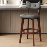 Scandinavian Upholstered Bar Stool with Curved Back Image - 21