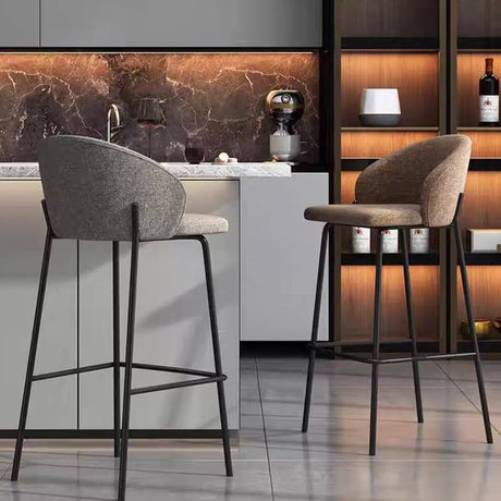 Scandinavian Upholstered Bar Stool with Metal Footrest Image - 1