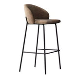 Scandinavian Upholstered Bar Stool with Metal Footrest Image - 2