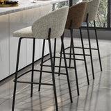 Scandinavian Upholstered Bar Stool with Metal Footrest Image - 4
