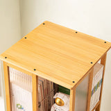 Scandinavian Vertical Tall Bamboo Rotating Bookshelf Tower Image - 12