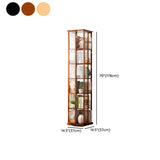 Scandinavian Vertical Tall Bamboo Rotating Bookshelf Tower Image - 16
