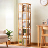 Scandinavian Vertical Tall Bamboo Rotating Bookshelf Tower Image - 3