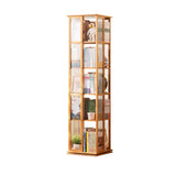 Scandinavian Vertical Tall Bamboo Rotating Bookshelf Tower Image - 8