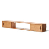 Scandinavian Wall-Mounted Wood TV Stand with Cabinet Image - 2