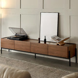 Scandinavian Walnut Sideboard with Drawers TV Stand Image - 3