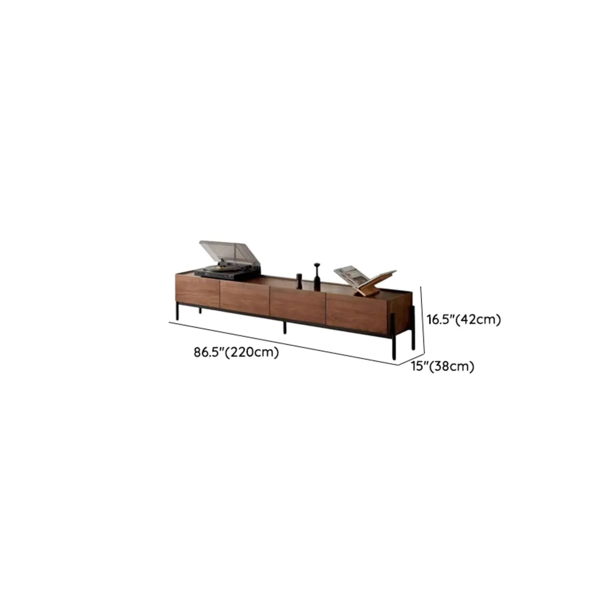 Scandinavian Walnut Sideboard with Drawers TV Stand 