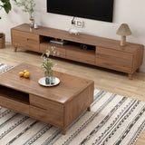 Scandinavian Walnut Wood TV Stand with Cabinet Storage Image - 5