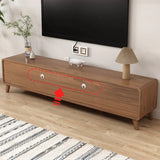 Scandinavian Walnut Wood TV Stand with Cabinet Storage Image - 9