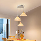 Scandinavian White Fabric Conical Cone Pendant Light Image - 2