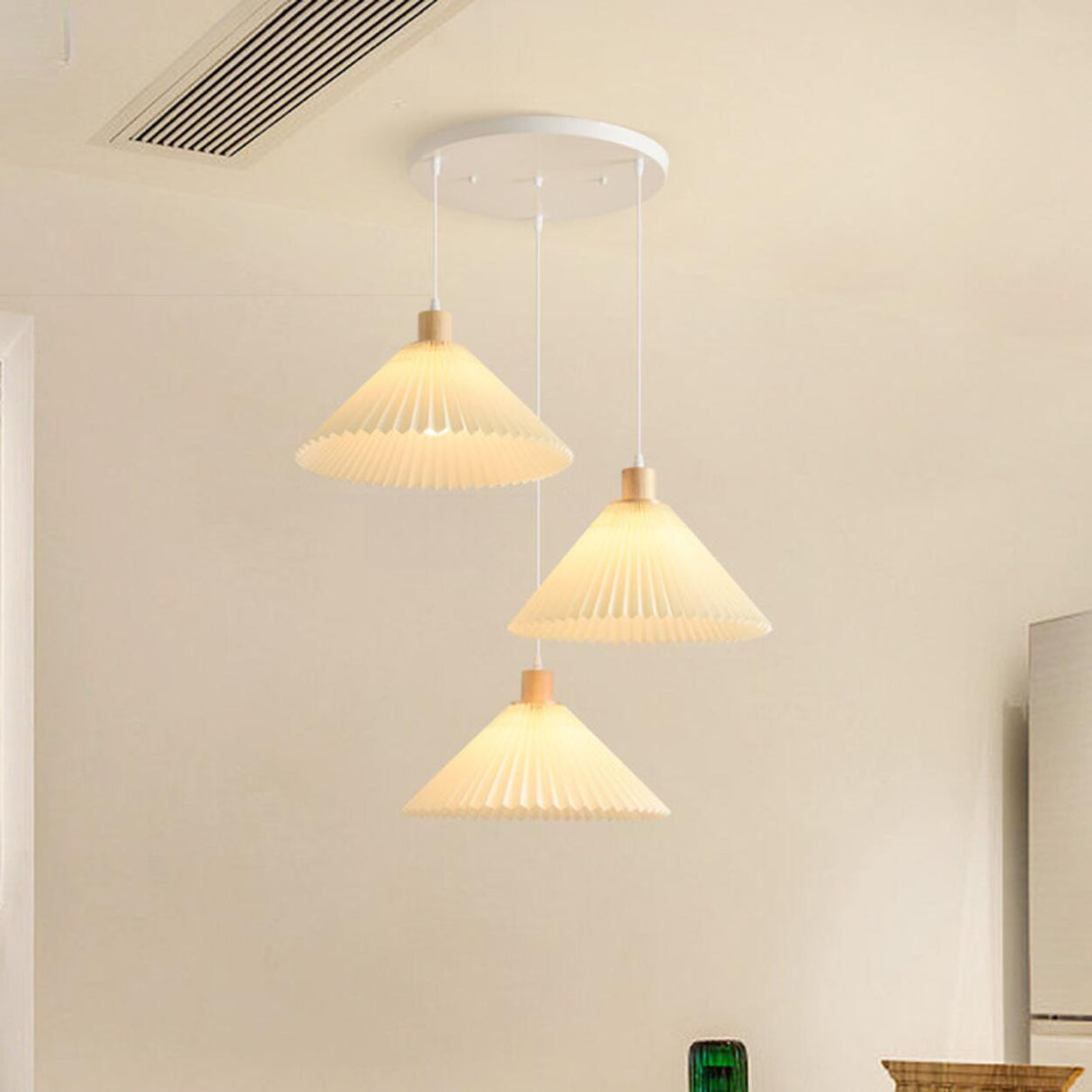 Scandinavian White Fabric Conical Cone Pendant Light Image - 20