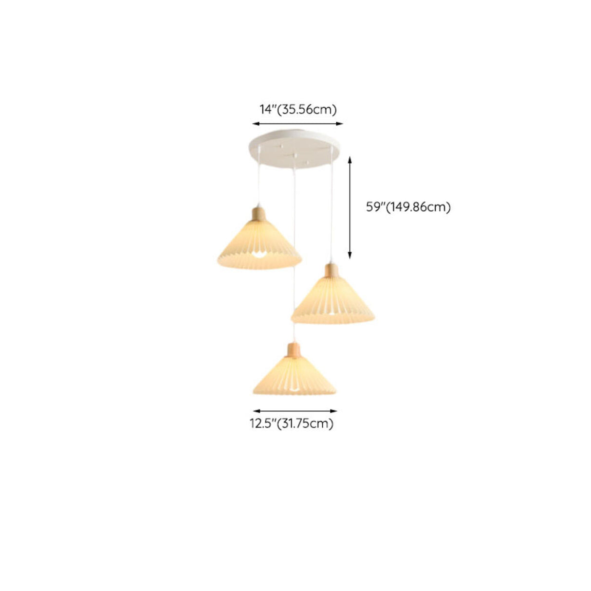 Scandinavian White Fabric Conical Cone Pendant Light Image - 23