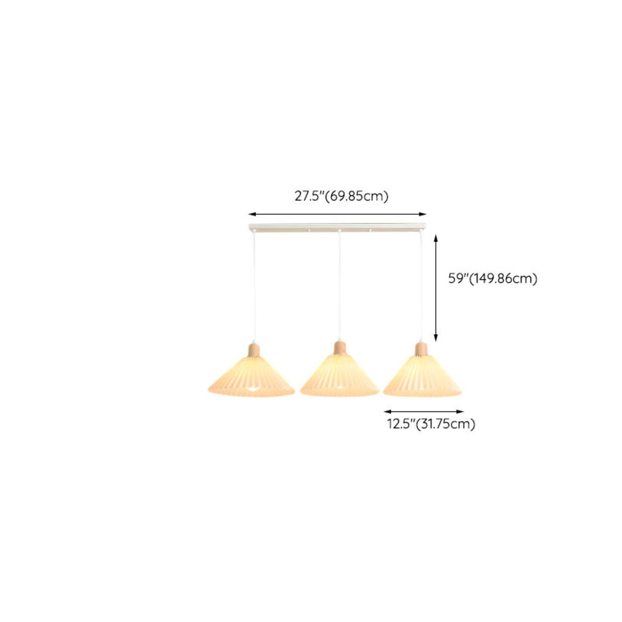 Scandinavian White Fabric Conical Cone Pendant Light Image - 24