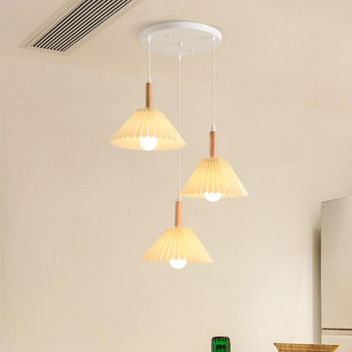 Scandinavian White Fabric Conical Cone Pendant Light Image - 3