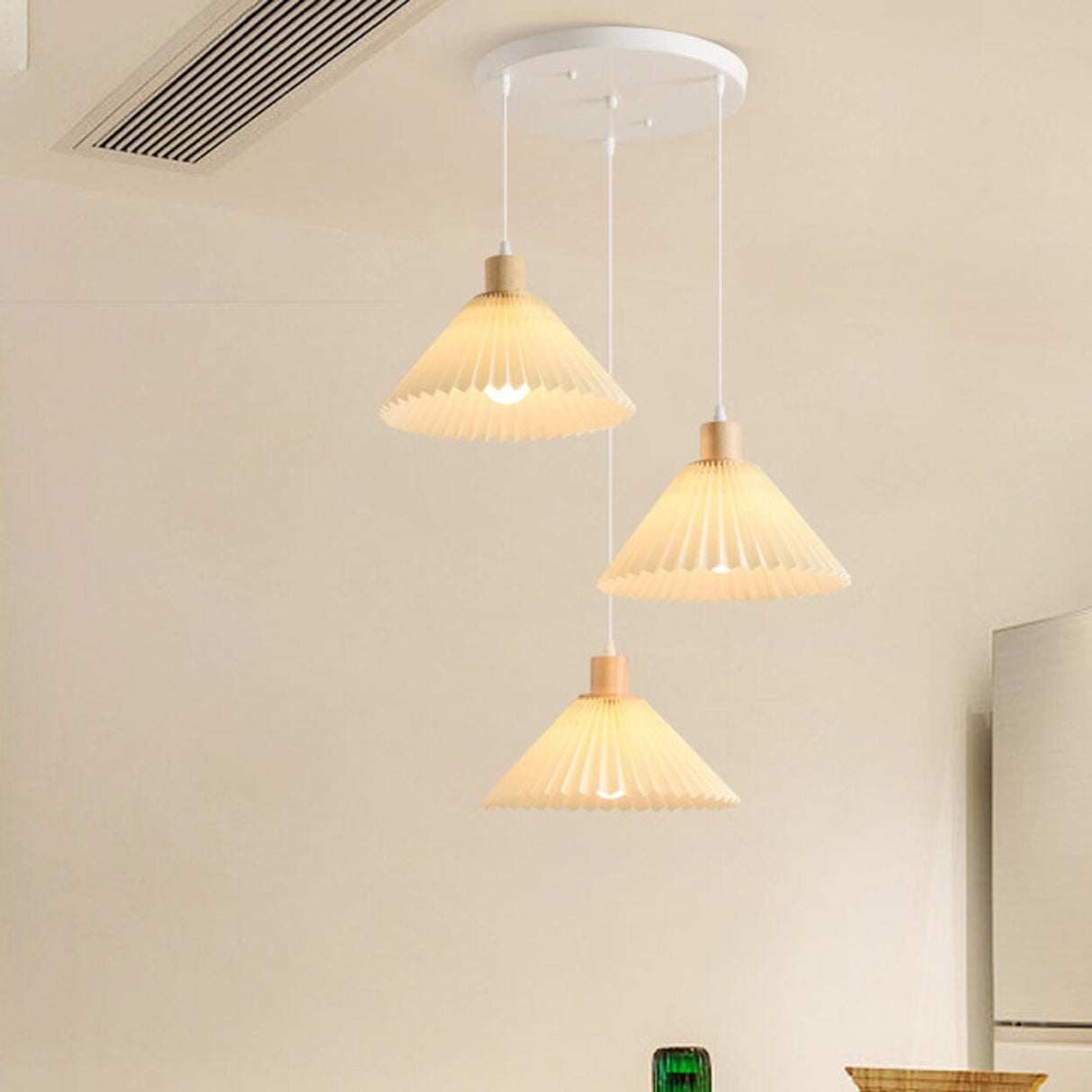 Scandinavian White Fabric Conical Cone Pendant Light Image - 4