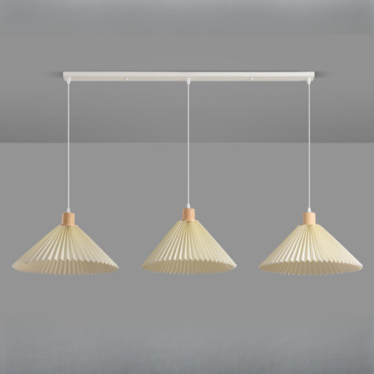 Scandinavian White Fabric Conical Cone Pendant Light Image - 5