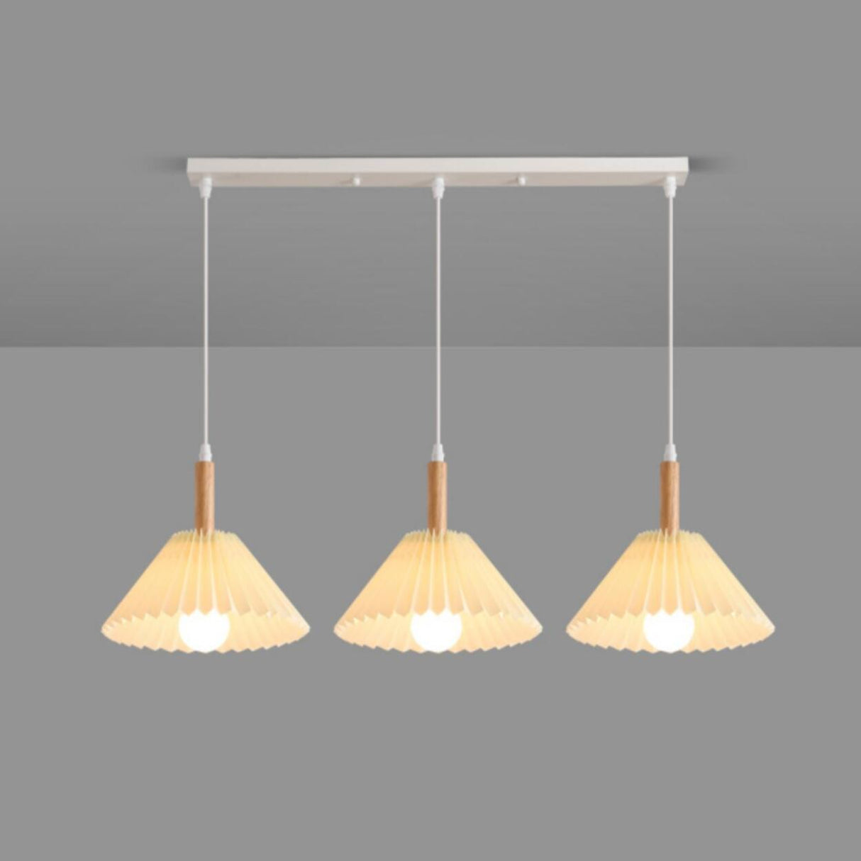 Scandinavian White Fabric Conical Cone Pendant Light Image - 6