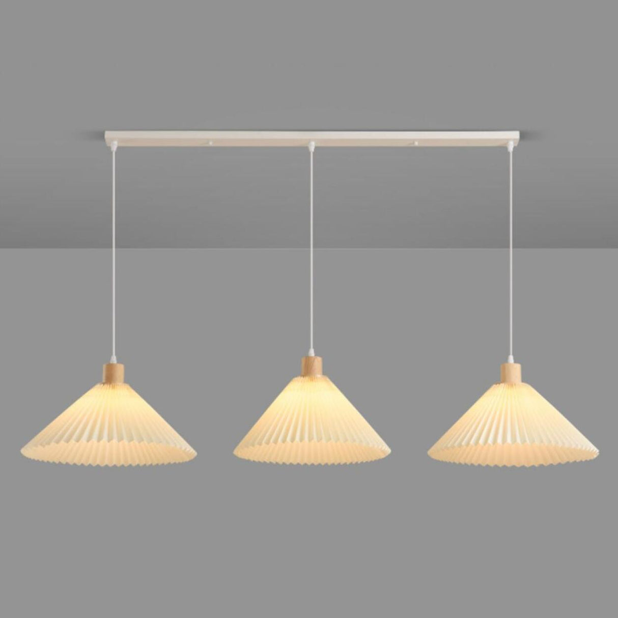Scandinavian White Fabric Conical Cone Pendant Light Image - 7