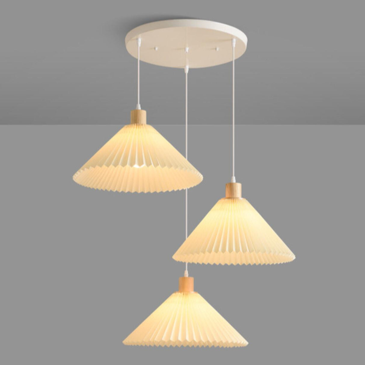 Scandinavian White Fabric Conical Cone Pendant Light Image - 8