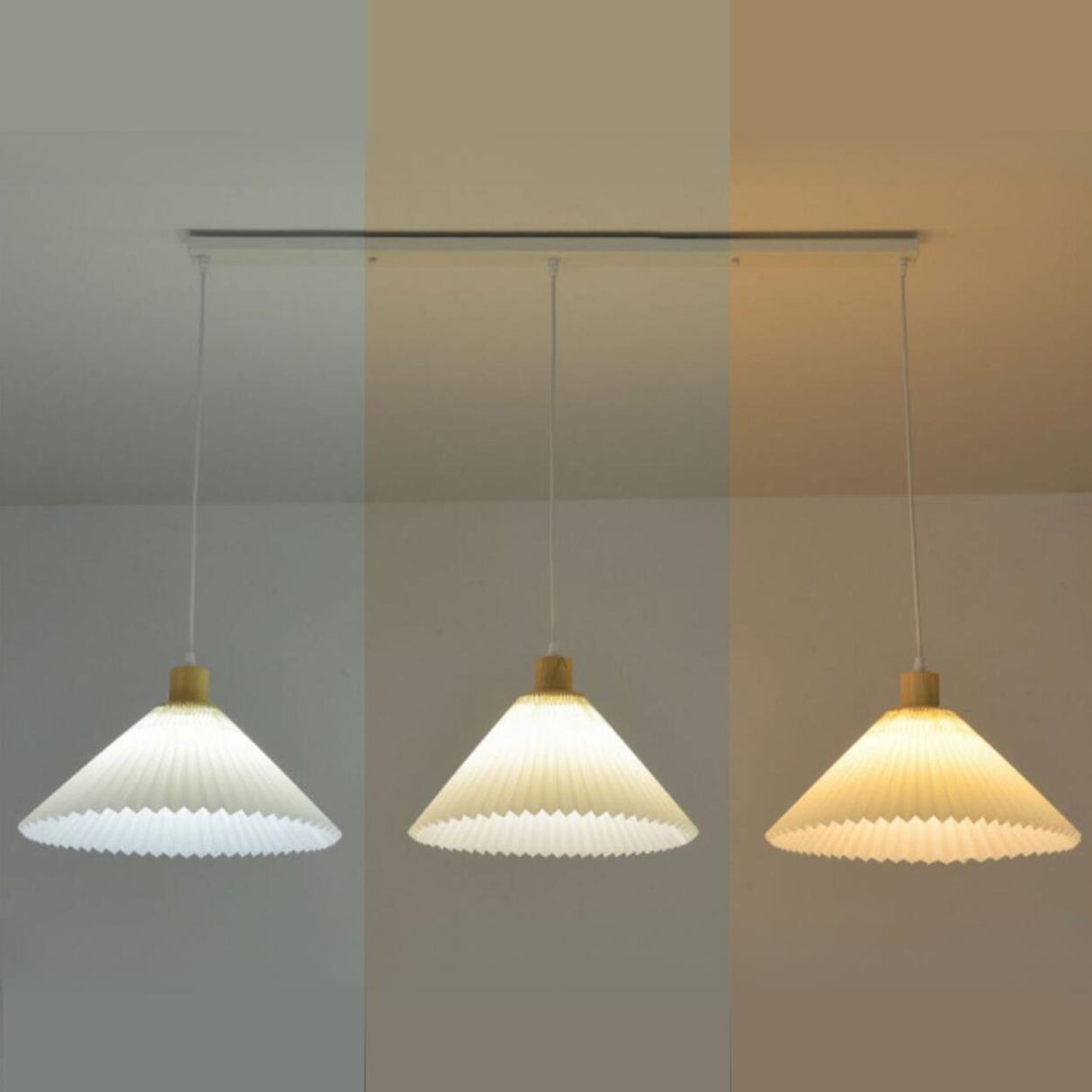 Scandinavian White Fabric Conical Cone Pendant Light Image - 9