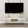 Scandinavian White Open Storage Drawers Wood TV Stand Image - 11