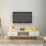 Scandinavian White Open Storage Drawers Wood TV Stand Image - 12