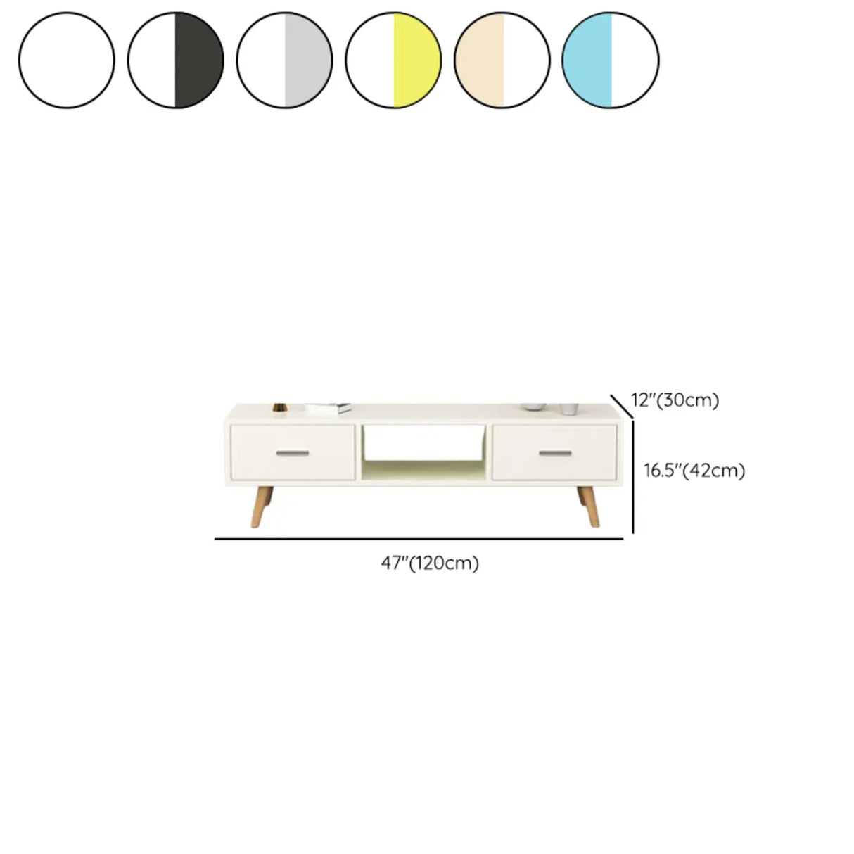 Scandinavian White Open Storage Drawers Wood TV Stand 