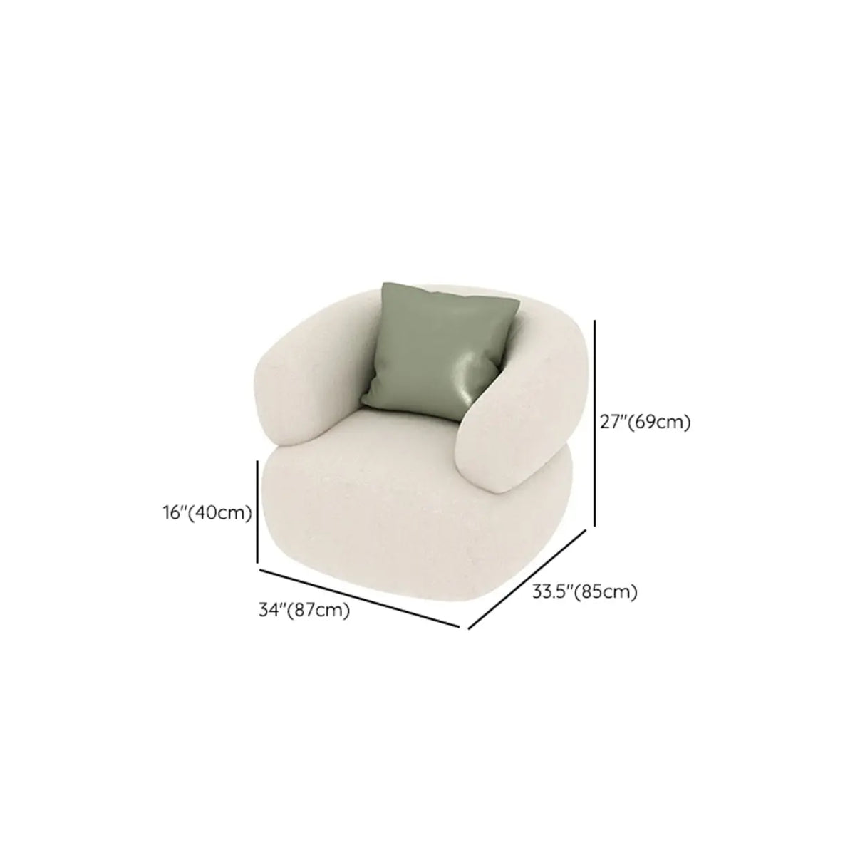 Scandinavian White Sherpa Fabric Concealed Support Sofa 